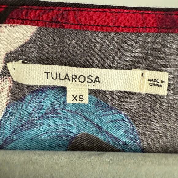 Tularosa Floral Print Button Front Crop Blouse Women's Size XS Black Boat Neck - Picture 5 of 7